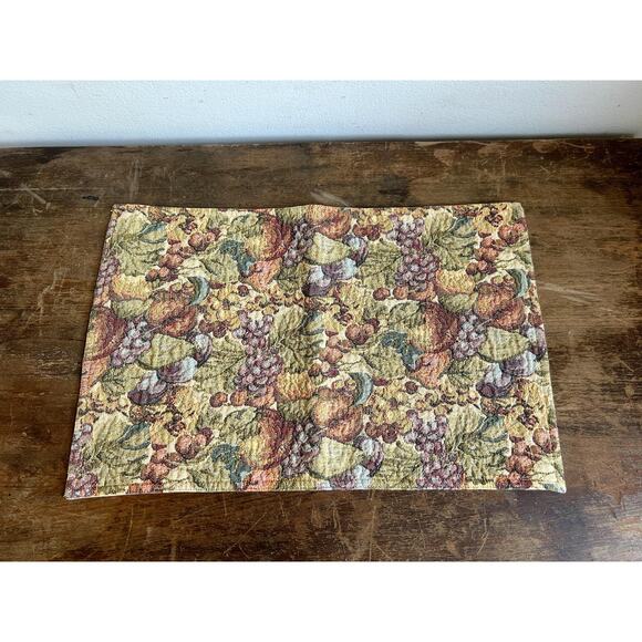 Vintage Tapestry Placemats, Set of 4 | Fruit Motif | Boho Decor - Picture 2 of 3
